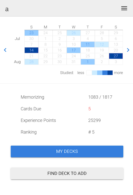 Spaced repetition on smartphone